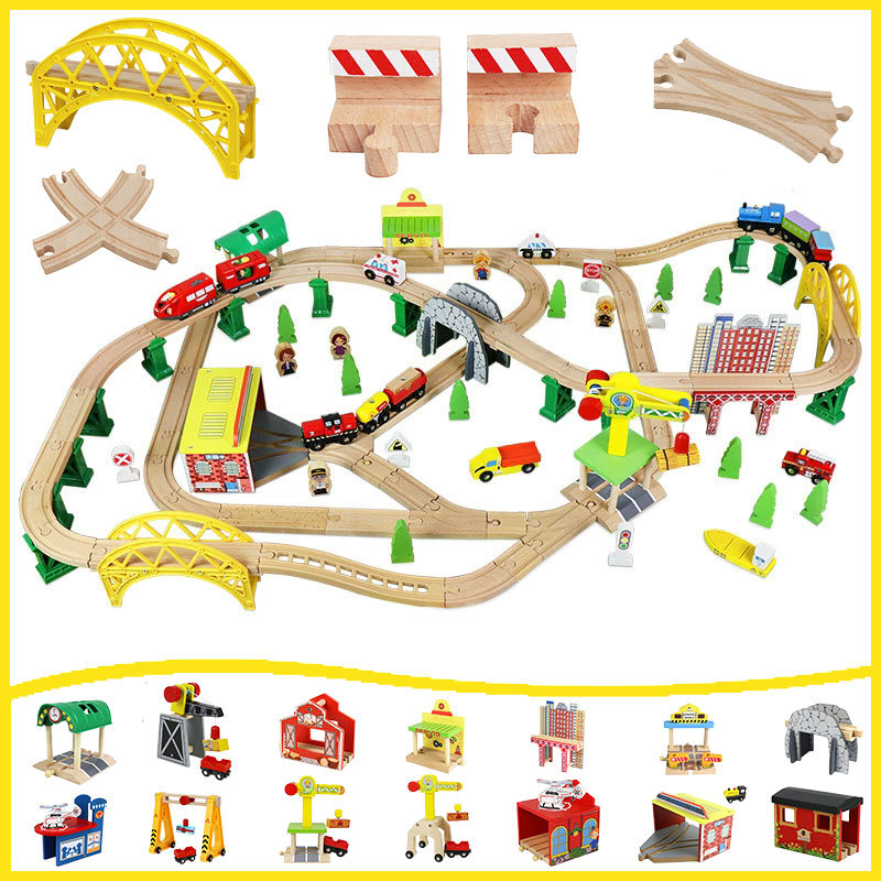 Train Tracks Wood Railway Accessories Wooden Rail Track Bridge Fit Thomas Wooden Train Connectors il