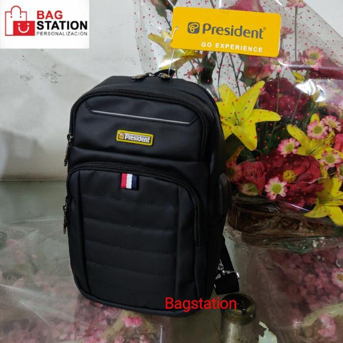 CHEST BAG PRESIDENT ORI SLING BAG PRESIDENT ORI SELEMPANG PRESIDENT - Hitam Model 2