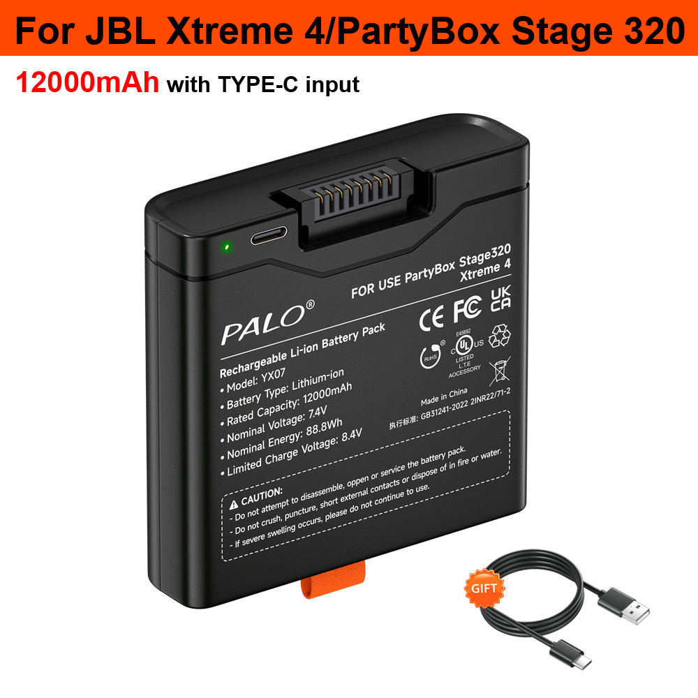 PALO 100% Original 12000mAh for JBL Xtreme 4 Battery JBL PartyBox Stage 320 Spare Battery with TYPE-