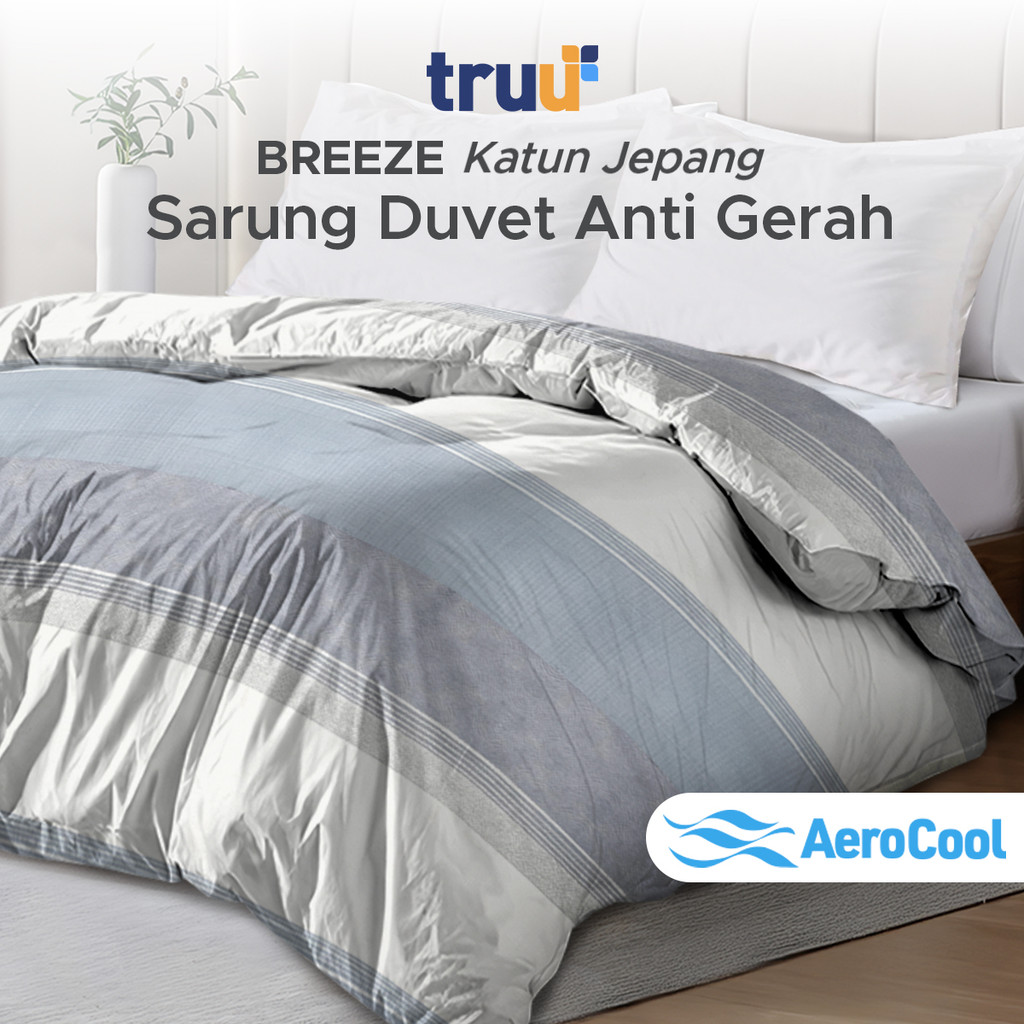 TRUU Breeze Katun Jepang Quilt Cover Gentle Grid Blue TR.KJP13 220x240 cm Sarung Duvet  Sensasi Ding