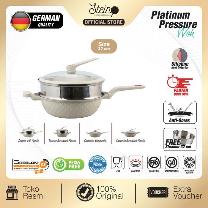 HOMZZY STEIN WOK PLATINUM PRESSURE COOKER - CREAM