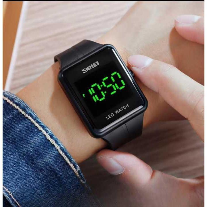 Jam tangan digital light green original modern watch skmei original 1541 black led pria