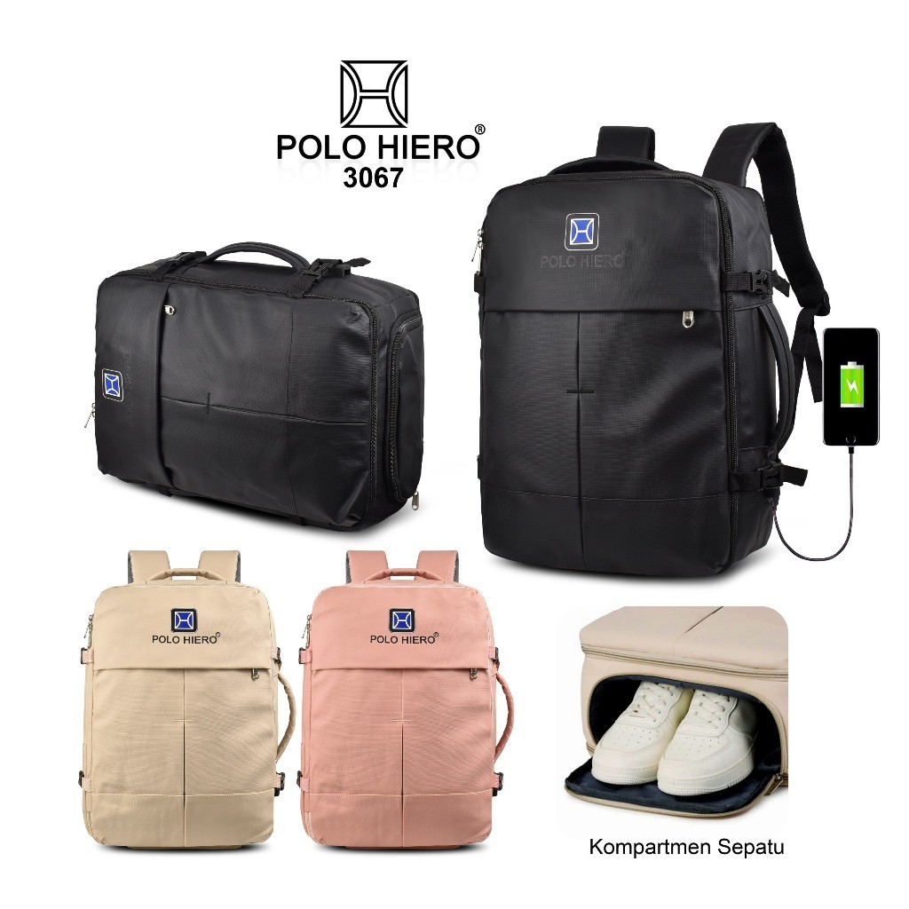 Ransel Importir-Tas Ransel Polo Hiero 3067 Tas Backpack Koper ada Kompartmen sepatu Tas Travel-Tas B