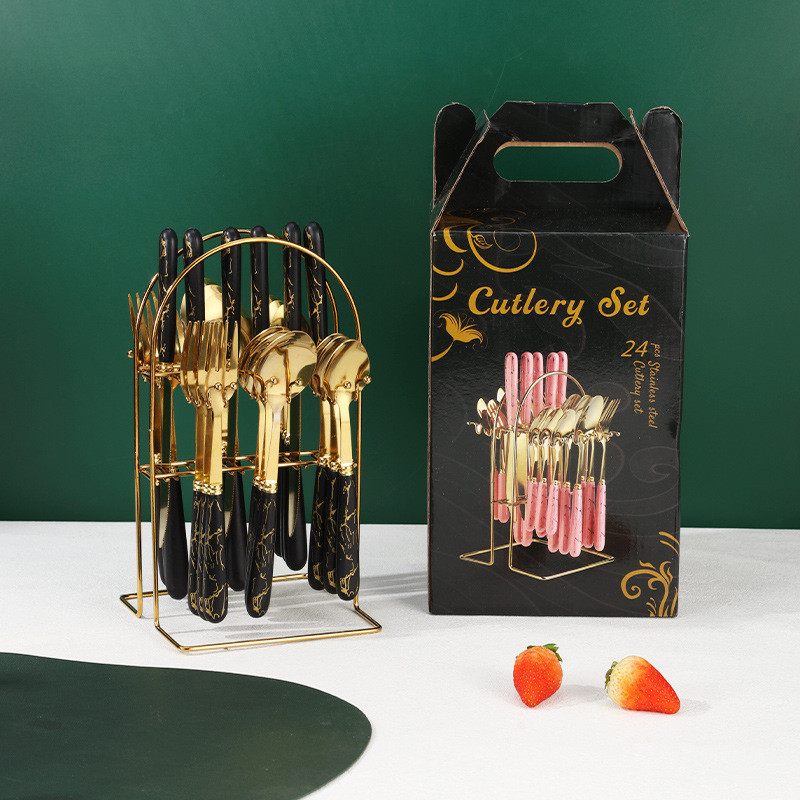 Horeca Mall - Sendok Set Sendok Sultan Cutlery Set Sendok Garpu Korea Gold 1 Set Sendok Garpu Pisau