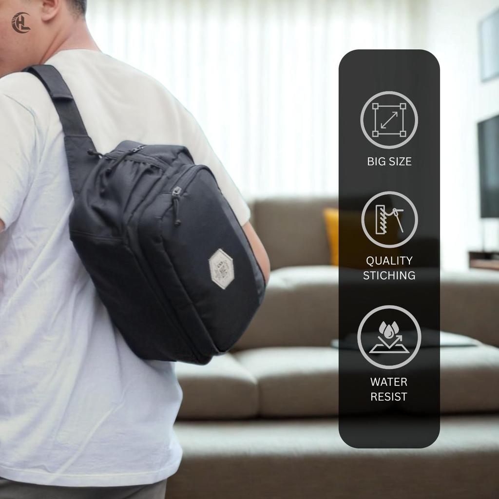 Waist Bag Besar Pria Tas Pinggang Jumbo Premium Pria Kerja & Kuliah