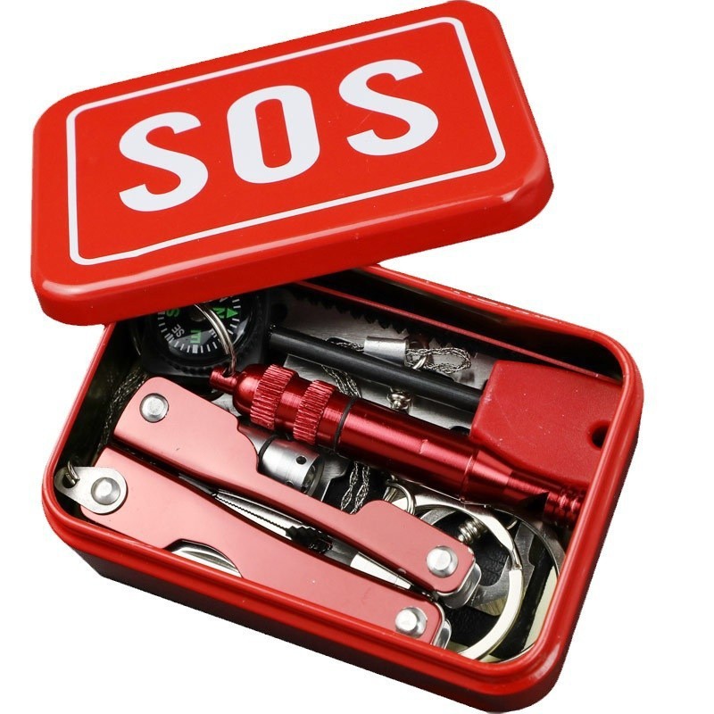 Outdoor survival gear kit emergency pack SOS survival box survival kit