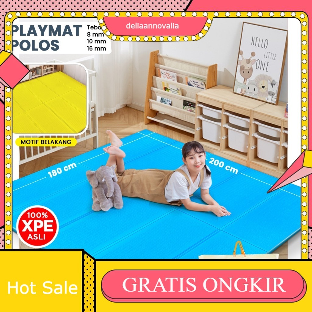 SNI Playmat Bayi Karpet Lipat Playmat Polos Bahan Asli XPE 180x200cmx 6-10mm Matras Bayi Playmat Foa