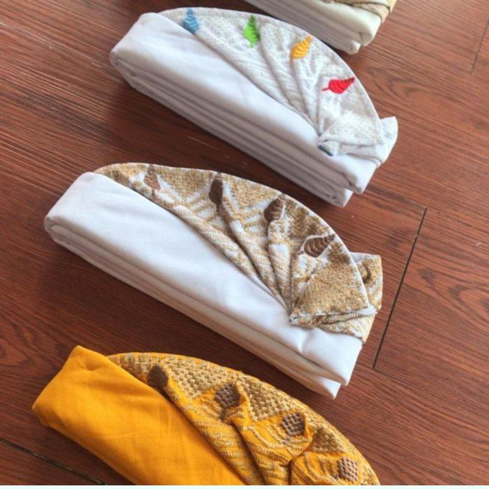 Udeng bordir bungkulan setengah jadi pria pakaian adat Bali - Kuning  Original