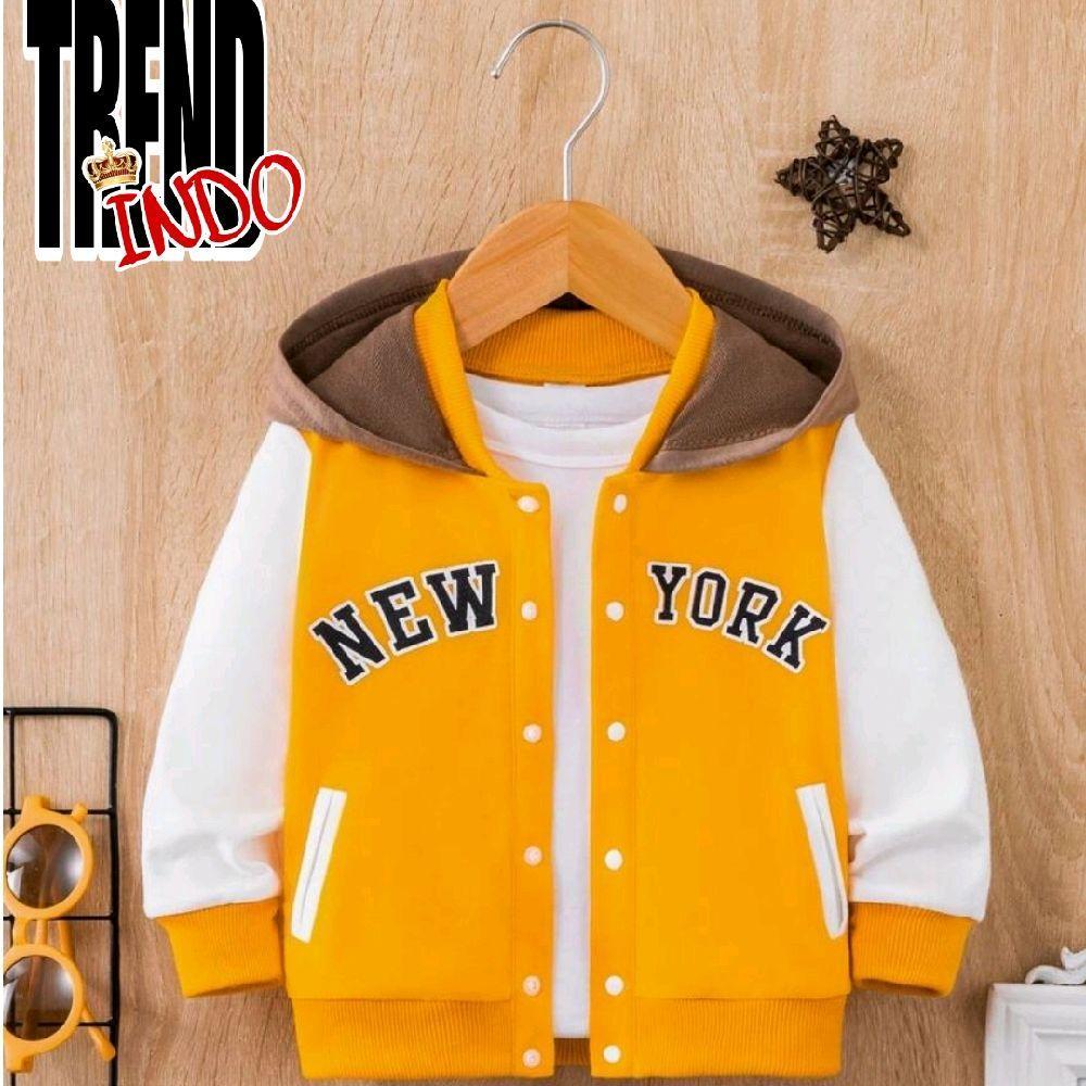 Jaket Varsity Jaket Baseball Cewek Cowok Jaket Berkancing  kuning putih Hoodie Korean Style Bahan Fl