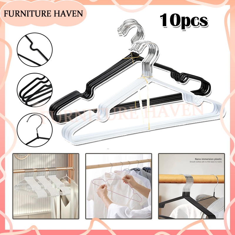Hanger Baju Stainless Steel Anti Karat 10pcs /Gantungan Baju Hanger Stainless Lapis Karet Anti Slip