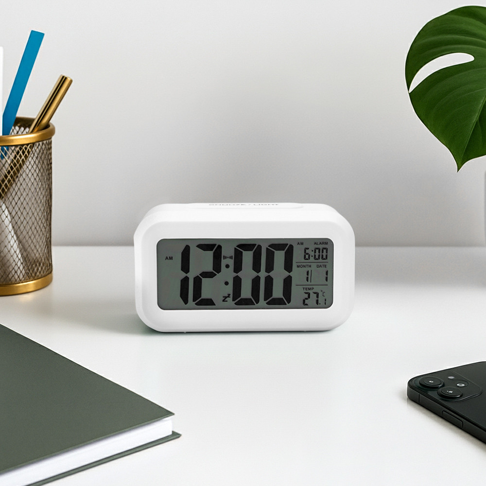 Informa Jam Weker Digital 1301 - Putih Alarm Clock Waker Clock Jam Alarm Dekorasi Kamar Tidur