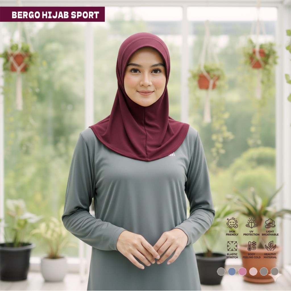 Kerudung Sporty Bergo Jilbab Sport Pet kecil Jilbab Instan Sporty Bahan Jersey Menutup Dada