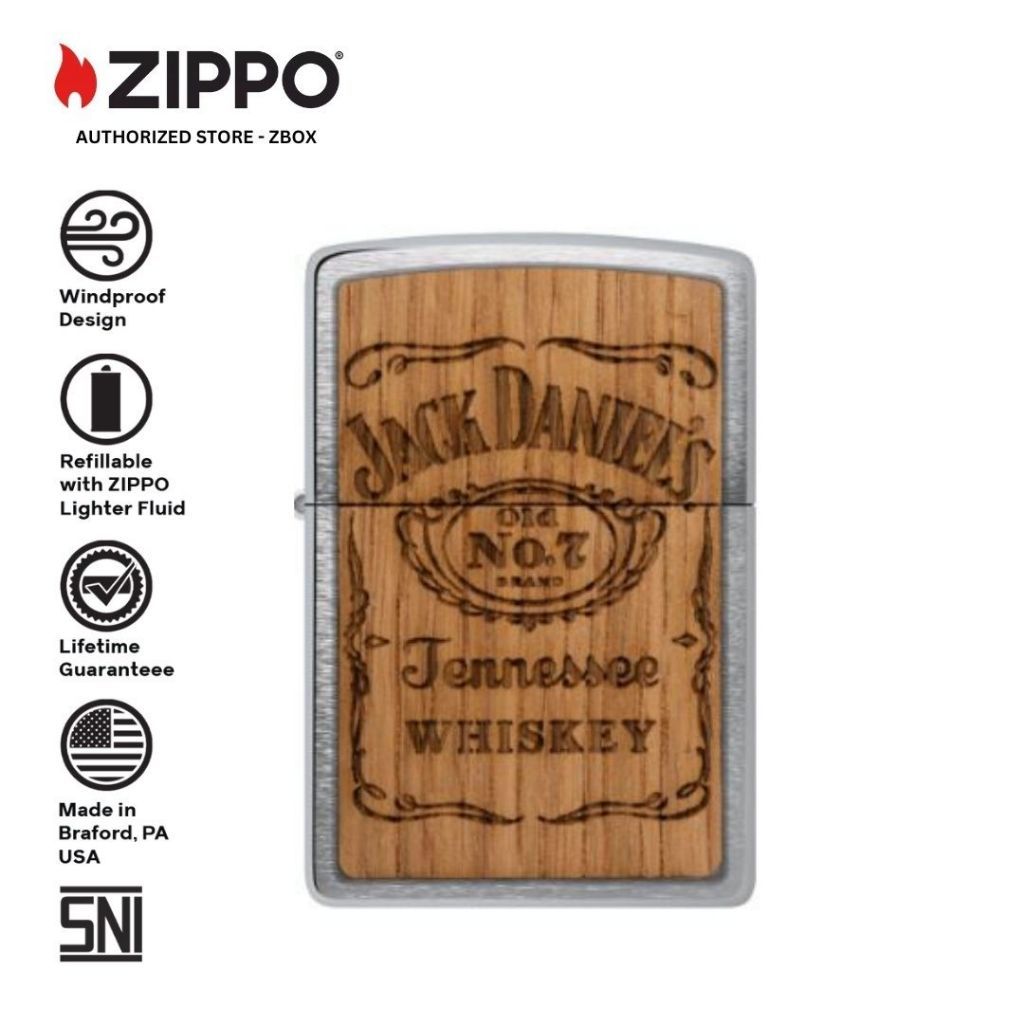 ZIPPO Original 48392 Jack Daniels with Woodchuck USA Emblem - Korek Api Windproof USA