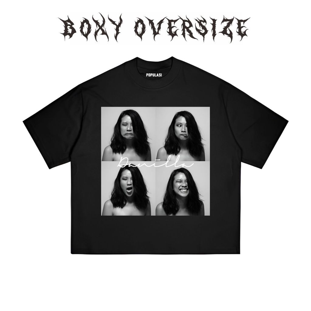 HOT Tshirt Boxy Oversize Danilla Riyadi Emot Kaos Hitam Pria Wanita