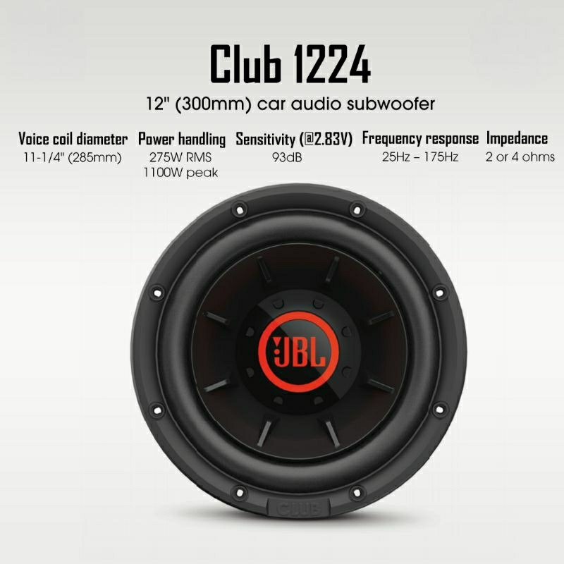 Subwoofer 12 inch JBL CLUB 1224 Double Coil Magnet Subwofer Mobil 12inch 12 24
