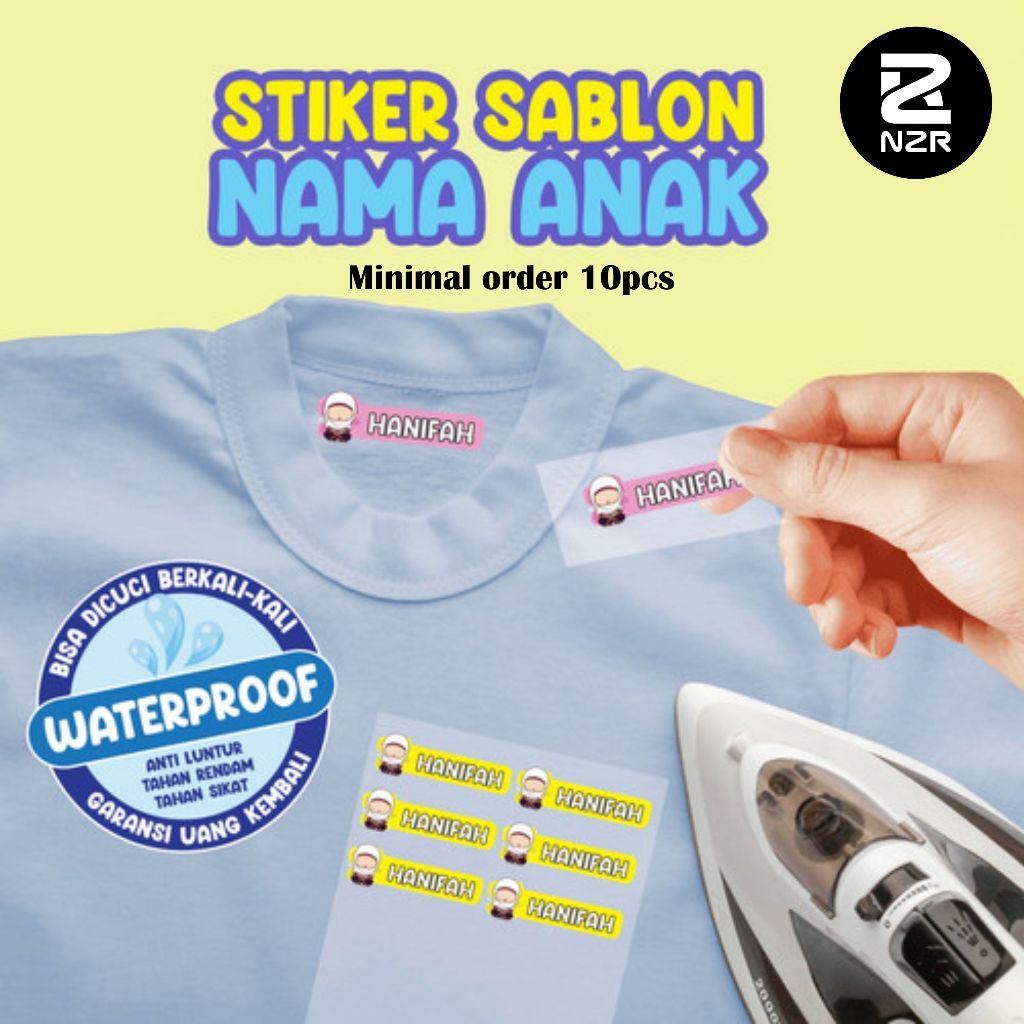 ( TERMURAH ) Sablon Setrika Custom Nama / Sticker SABLON Label KAOS / SABLON DTF