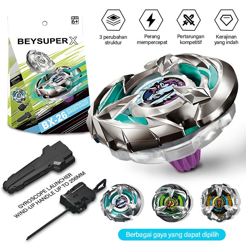 HANU.SHOP BEYSUPER  Mainan Anak Gasing Tornado Gyro Combat+Launcher Gasing/mainan anak laki laki mai