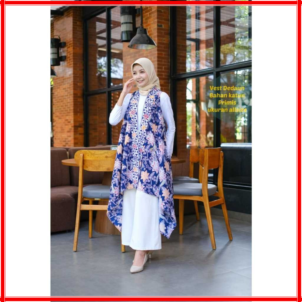 BEST SELLER BATIK VEST BATIK SOLO MOTIF DEDAUN TANPA LENGAN / OUTER TERBARU BATIK SOLO / bolero bati