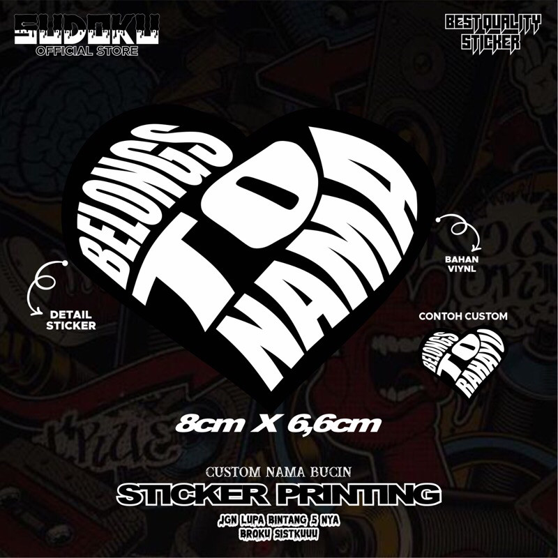 STICKER STIKER PRINTING BUCIN BELONGS TO CUSTOM NAMA PACAR NAMAMU VIRAL CINTA AESTHETIC LOVE COUPLE 