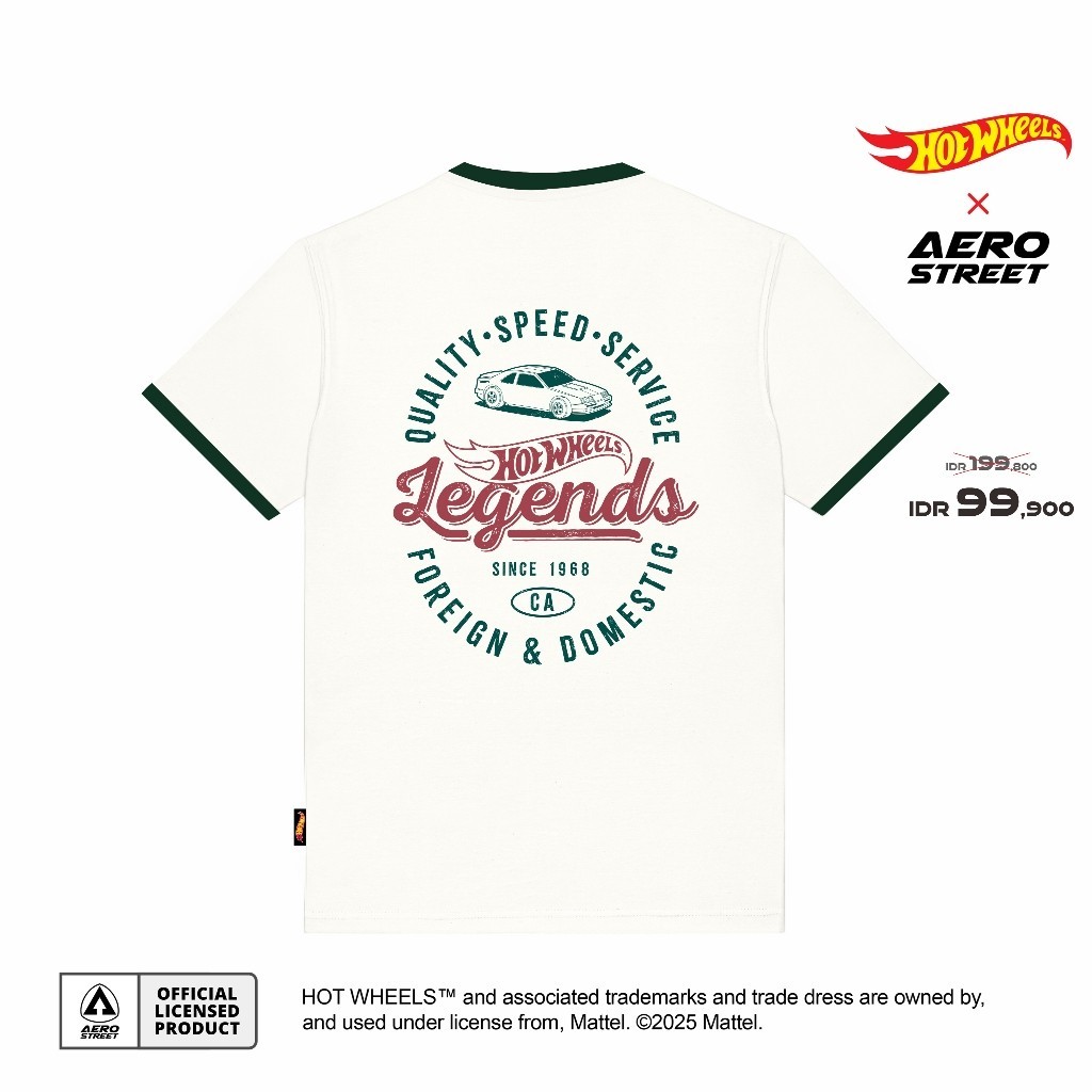 Aerostreet T Shirt Hot Wheels Club Off White Hijau Botol Kaos ABDAA [ATP]