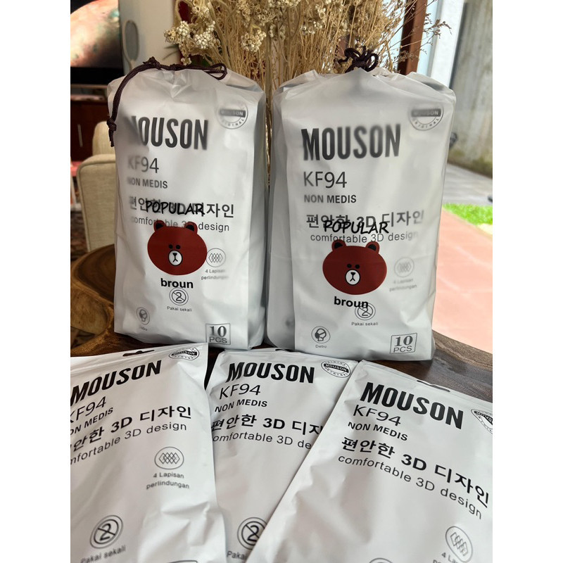 Murah BUNDLE MASKER KF94 MOUSON PREMIUM KF94 (ISI 50 PCS / 100 PCS + POUCH)