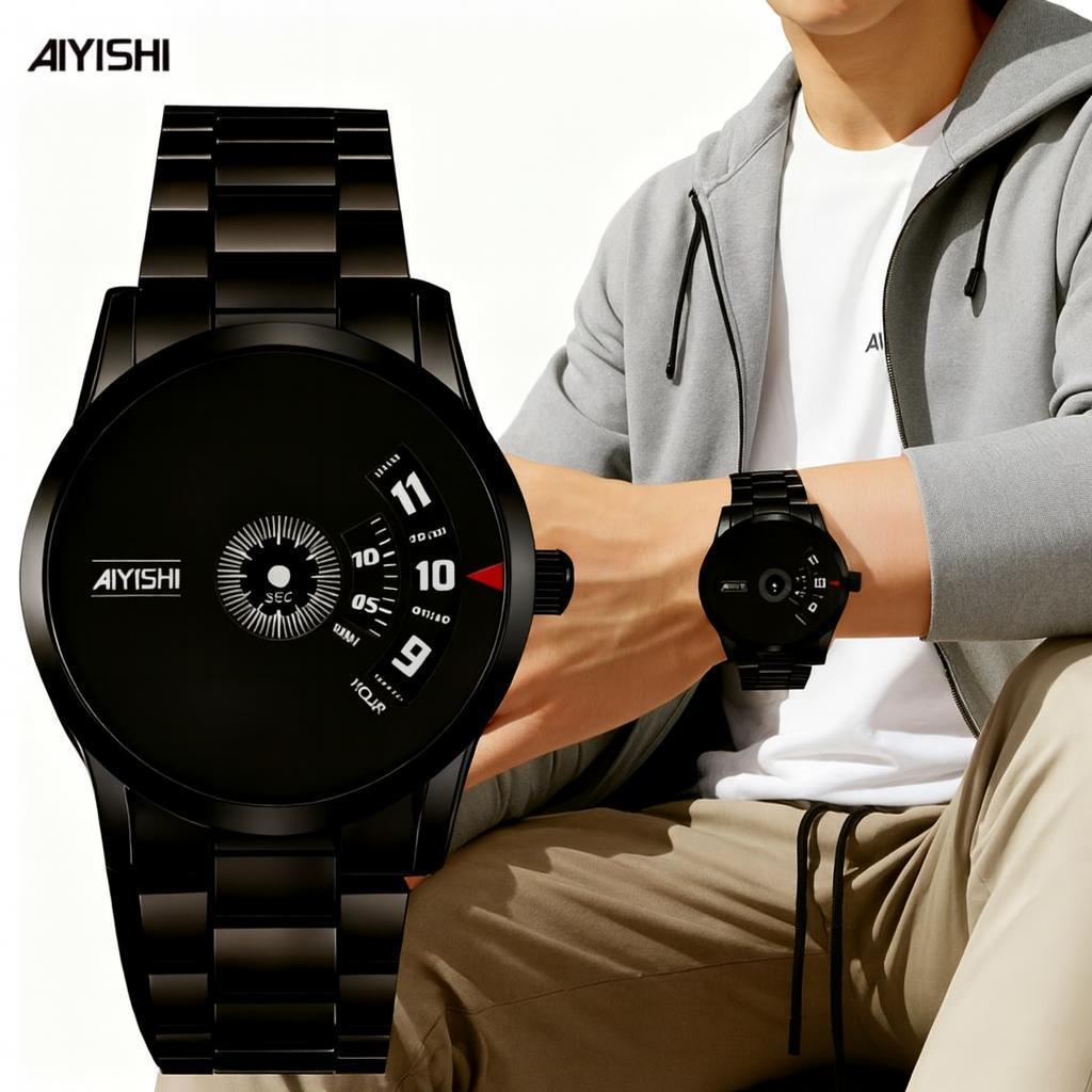 COD AIYISHI Jam tangan kuarsa pria tahan air bergaya minimalis bercahaya, Jam tangan mekanik/Origina