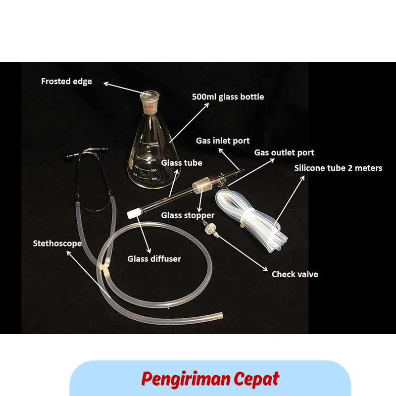 PCP Ear insufflation kit With 500ml Pure Glass Bottle And Ozone Stethoscope