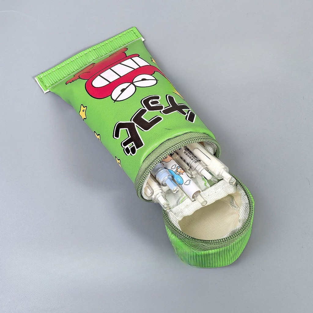 Kotak Pensil Krokodil Crayon Shin-chan#Kotak Penyimpanan Alat Tulis Tutup Flip Kartun Kreatif Pasta 