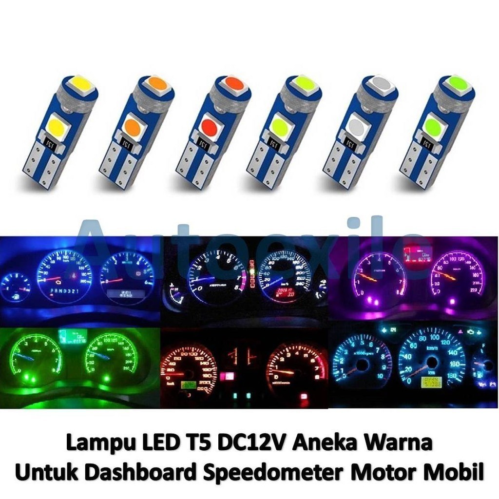 Lampu LED T5 3Titik Panel Dashboard Speedometer Wedge Instrumen Interior Mobil Motor Warna Biru Es I