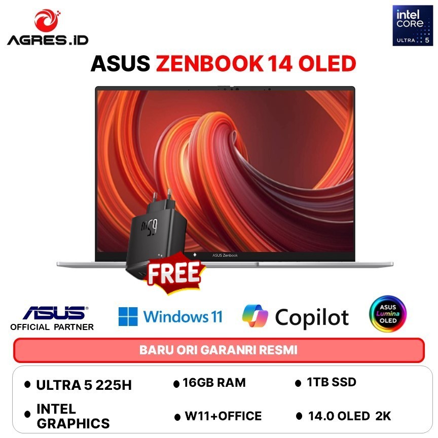 ASUS ZENBOOK 14 OLED TOUCH UX3405CA ULTRA 5 225H 16GB 1TB W11+OHS 14.0 2K EV0 SLV -OLED5112TM