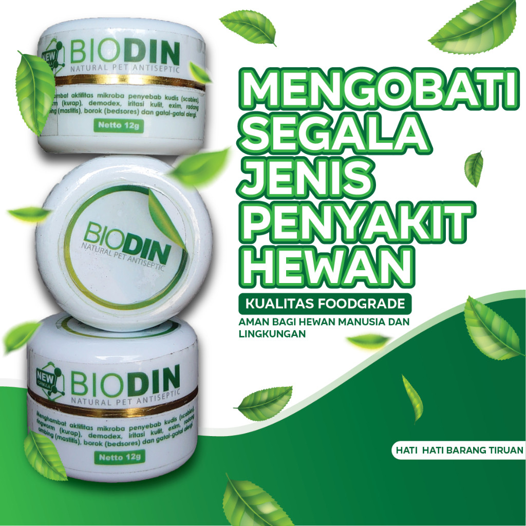 Obat Scabies/Jamur Kucing Kelinci Anjing Biodin Antiseptik Herbal Paling Ampuh Biodin Cream 12g