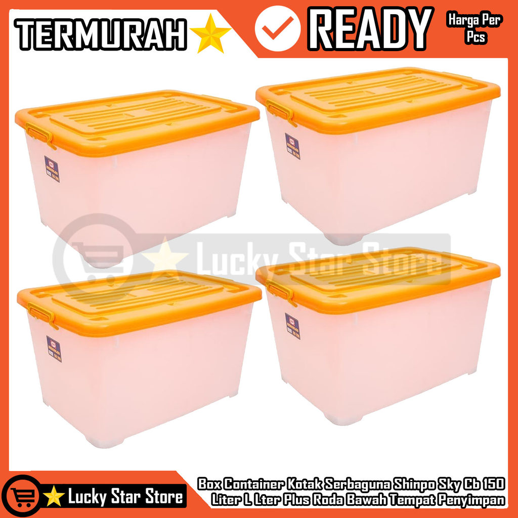 Box Container Kotak Penyimpanan Serbaguna Shinpo Sky Cb 150 Liter L Lter Plus Roda Bawah Kotak Tempa