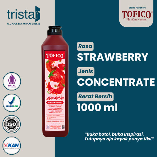 Tofico Concentrate Strawberry 1kg - Minuman Konsentrak Rasa Strawberry Original Premium Quality 1000
