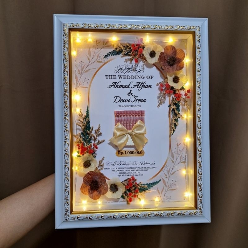 Sehari Jadi BINGKAI MAHAR 3D CUSTOM RUSTIC / MAHAR 3D/ FRAME 3D LIST GOLD / FRAME MAHAR RUSTIC / HAN