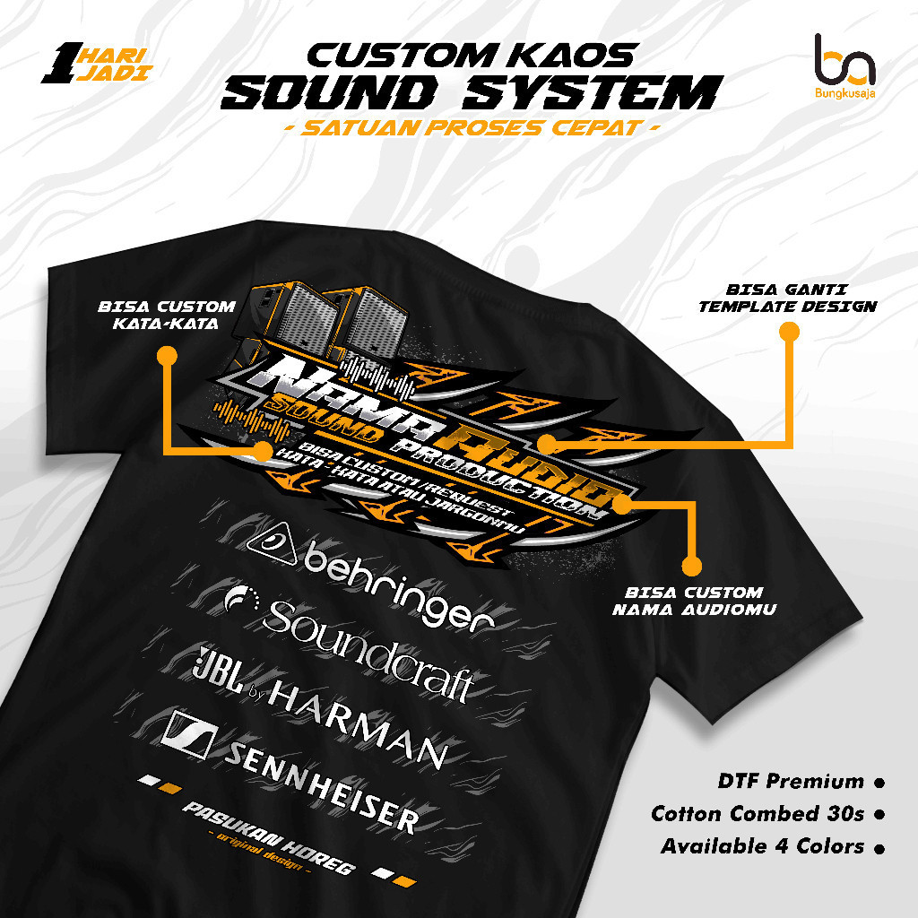 KAOS CUSTOM SOUND SYSTEM TAMBAH NAMA AUDIO KAMU - Baju Distro Soundman Operator Sound System