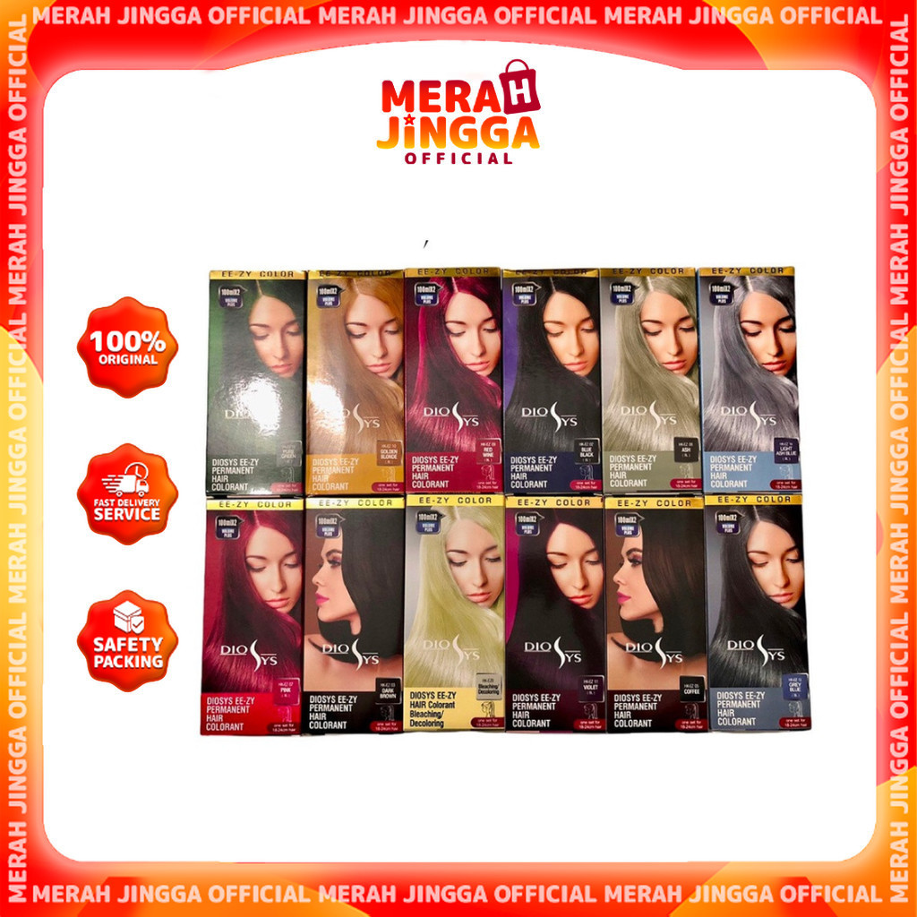 Diosys EE-ZY Permanent Hair Colorant Pewarna Rambut Cream 45ml -100ml | Merah Jingga Official