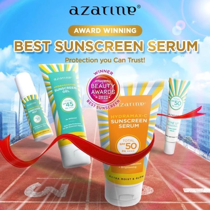 Azarine Sunscreen/SS Gel SPF45 - Hydramax C SPF50 - Cicamide - Calm My Acne - Ceraspray