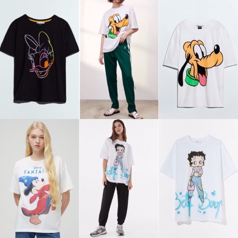 kaos halloween, Zara Bershka Disney Daisy Duck Garfield Original