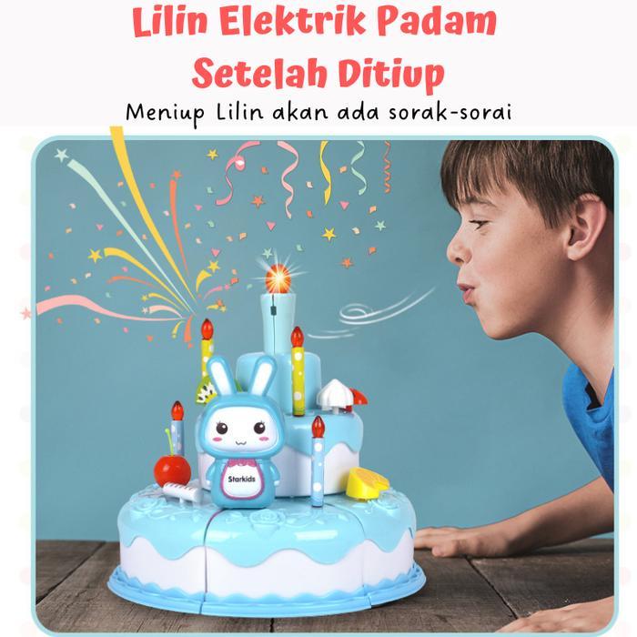 Promo lilin tiup elektrik / Mainan kue ulang tahun birthday cake musik lampu / mainan anak perempuan