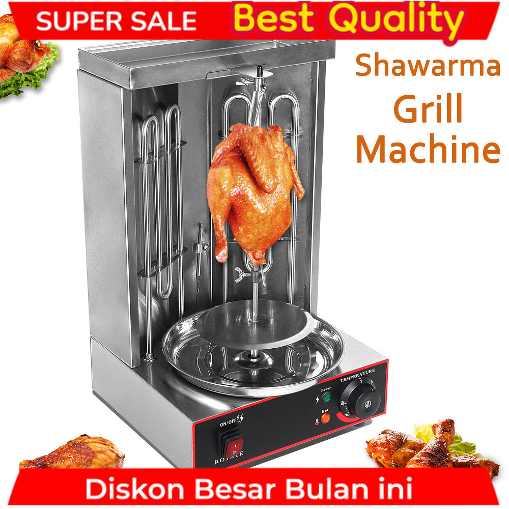 Electric Shawarma Grill Machine Auto Rotating BBQ Meat Kebab Roast Grill Vertical Rotisserie Broiler