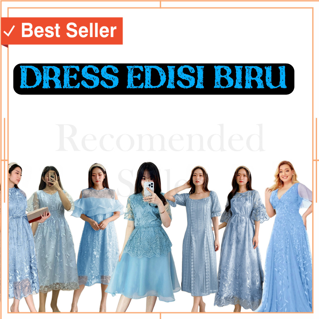 Terbaru Keren / DRESS BRUKAT NATAL EDISI WARNA BIRU DRESS CHRISTMAS SKYBLUE GAUN SERAGAM BRIDESMAID 