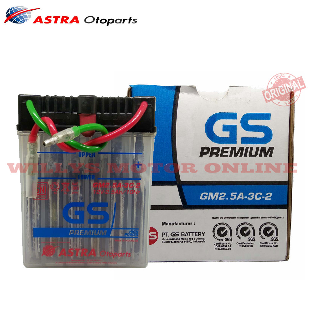 Accu GM 2,5-3C-2 GS ASTRA Original / Aki Motor GL Pro GL max Neotech Basah