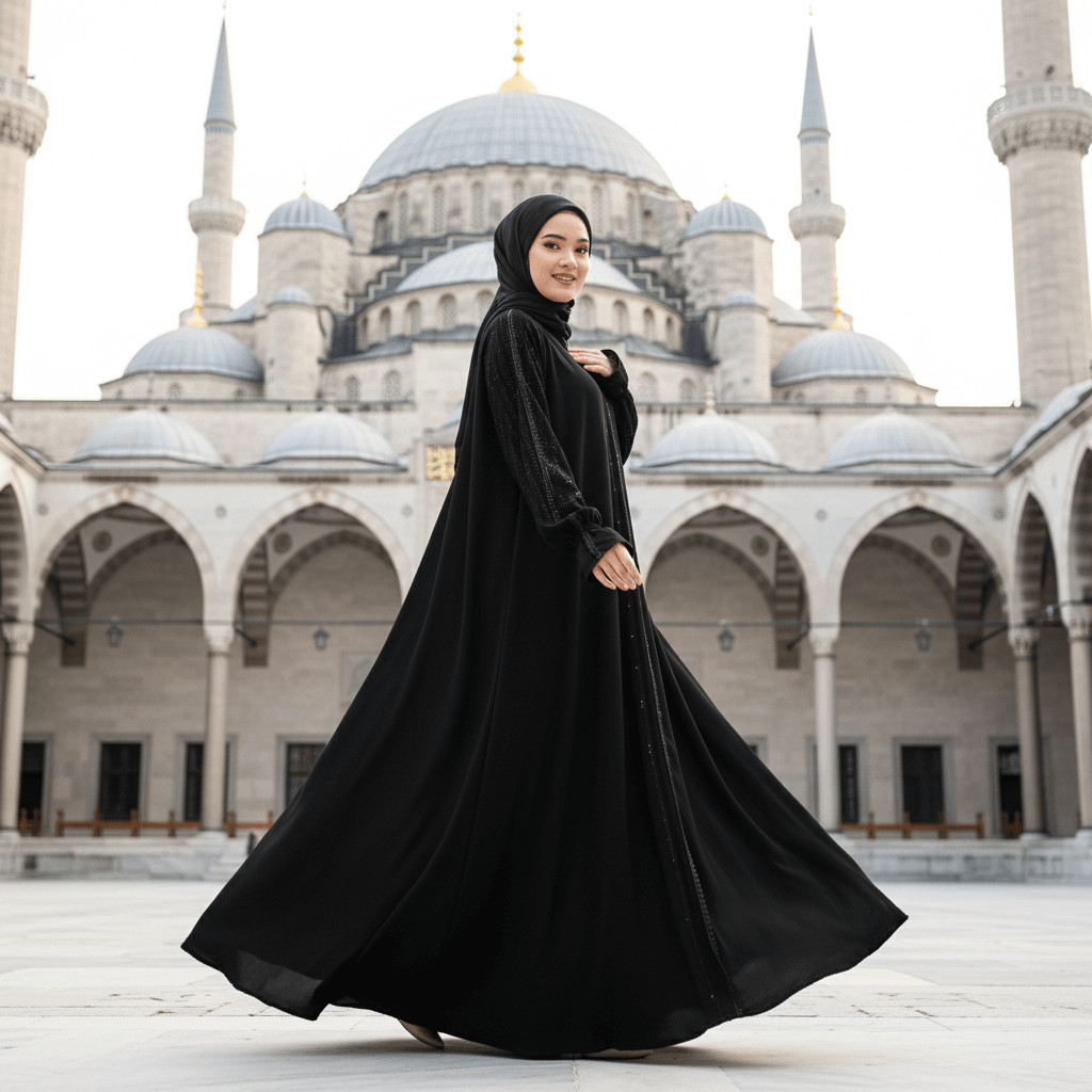 Gamis Umroh Wanita Terbaru Umrah Haji Putih Elegan Lebaran Polos Hitam Abaya Premium Outer 2026