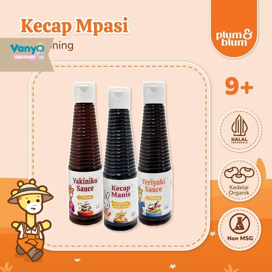 Plum & Blum Kecap MPASI bayi organik 130gr soy sauce kecap manis saus teriyaki yakiniku No MSG