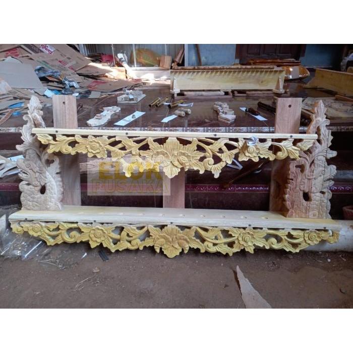 jagrak pusaka tempel tembok ukir naga kembar ukir bunga EP435