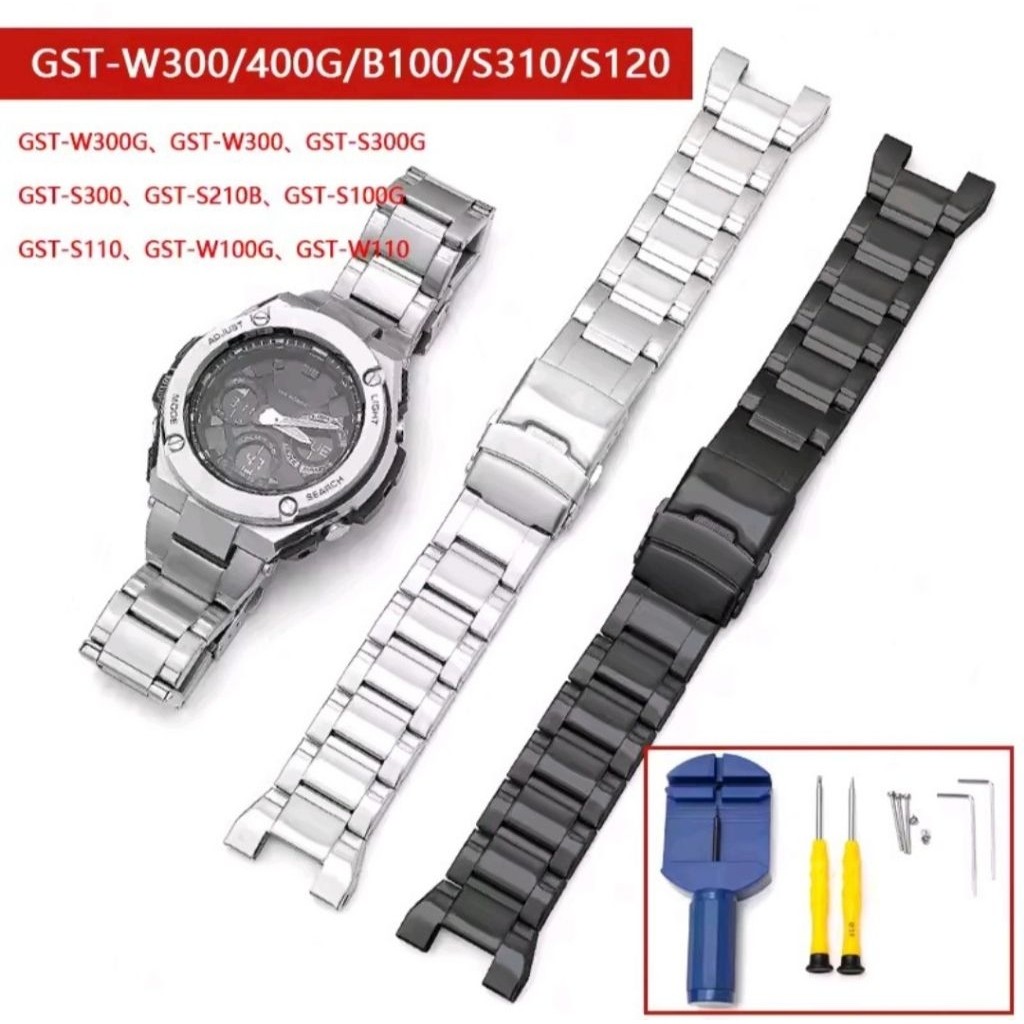 Tali Jam Tangan Casio G-Shock GST 300 GST-310 GST-400 GST-B100 Bracelet Steinless Steel