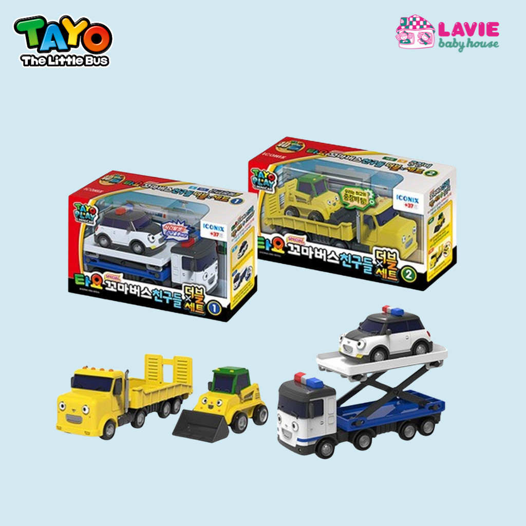 Mainan Tayo lat Truck And Bulldozer & Mini Tayo Bus Set Police Car And Lift Truck  - Lavie Baby Hous