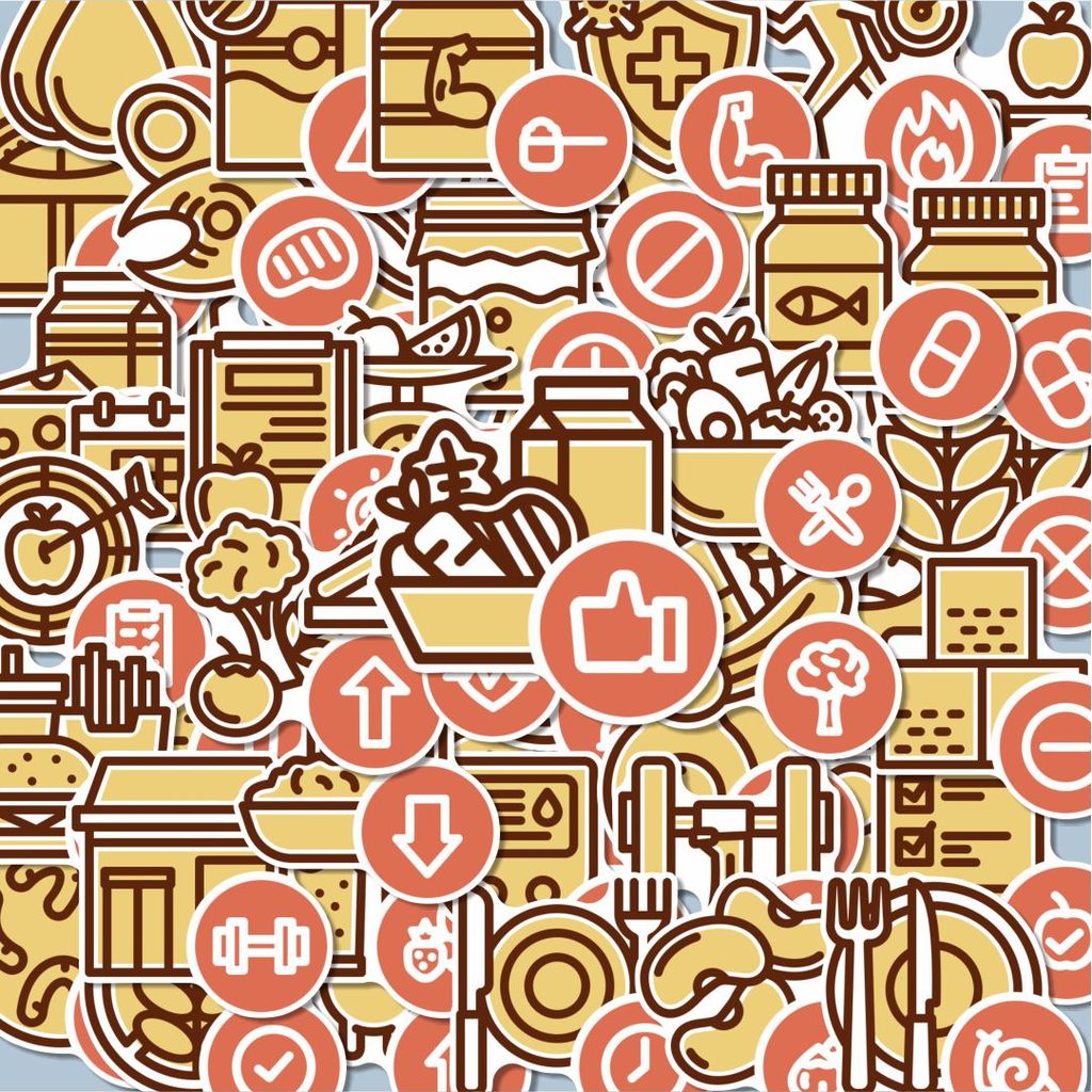 100PCS Lucu Stiker Diet Program Flat Design Stiker Aesthetic Stiker Anti Air Stikers Berperekat Wate