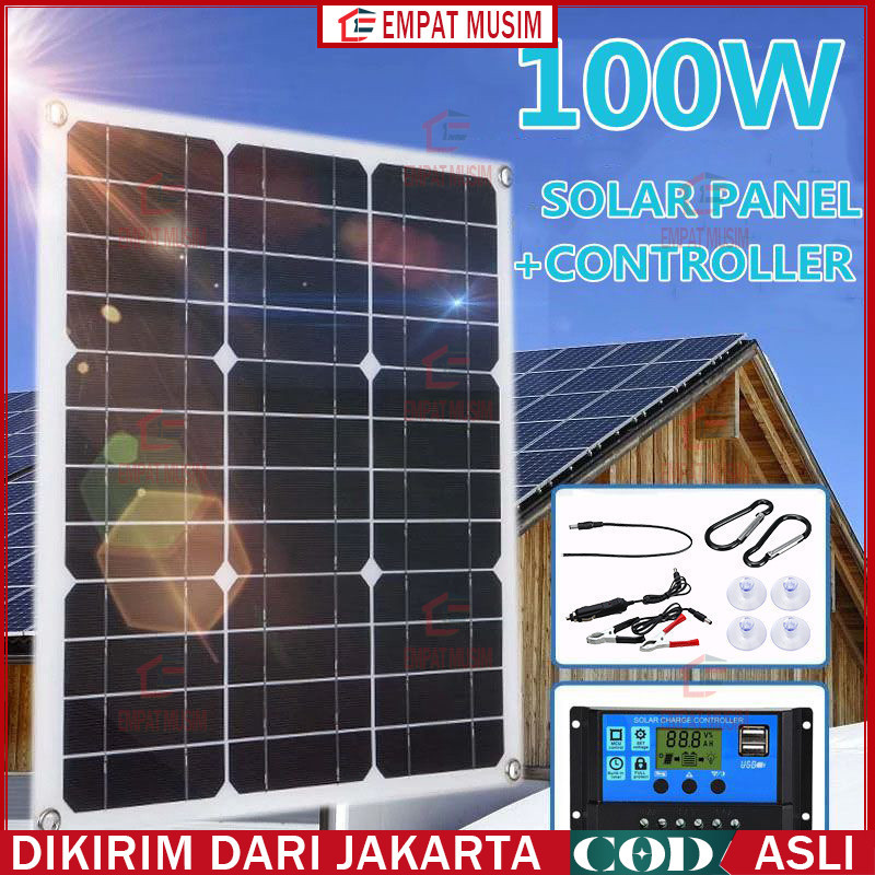 60W-150W Panel Surya Solar Panel + Aki Sprayer Elektrik 12V12Ah Mono Panel Kristal Mono Panel Surya 