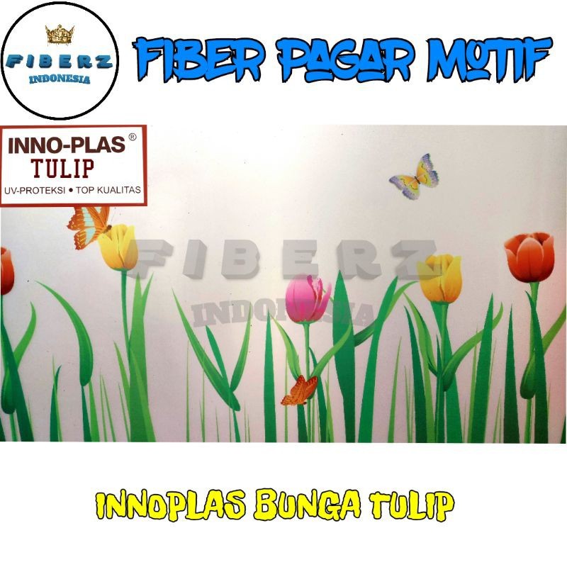 INNOPLAS - Fiber Plastik Penutup Pagar Motif BUNGA TULIP Meteran